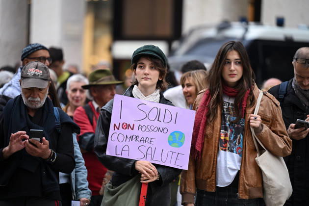 Fridays for Future climate strike in Milan, Italy MILAN, ITALY - OCTOBER 16: Climate activists from Fridays for Future take part in a demonstration during a nationwide climate strike in Milan, Italy, on October 16, 2026. Demonstrations are taking place in more than 25 Italian cities, with protesters demanding stronger government action against climate change, faster progress towards renewable energy and greater climate justice. Piero Cruciatti Anadolu Milan Italy. Editorial use only. Please get in touch for any other usage.  Copyright: x2026xAnadoluxPieroxCruciattix