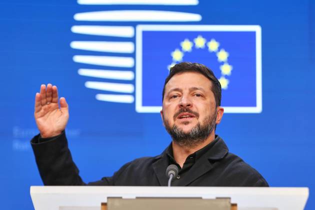 Brüssel, Belgien, 16.10.2026: Europa-Gebäude: EU-Gipfel: Wolodymyr Selenskyj gibt eine Pressekonferenz Copyright: xdtsxNachrichtenagenturx dts_139531