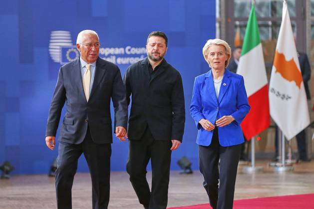 Brüssel, Belgien, 16.10.2026: Europa-Gebäude: EU-Gipfel: Antonio Costa, Präsident des Europäischen Rates und Wolodymyr Selenskyj, Präsident der Ukraine und Ursula von der Leyen, Präsidentin der Europäischen Kommission Copyright: xdtsxNachrichtenagenturx dts_139469