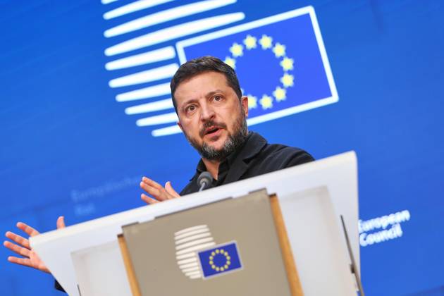 Brüssel, Belgien, 16.10.2026: Europa-Gebäude: EU-Gipfel: Wolodymyr Selenskyj gibt eine Pressekonferenz Copyright: xdtsxNachrichtenagenturx dts_139532