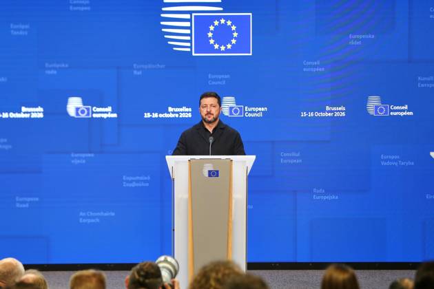 Brüssel, Belgien, 16.10.2026: Europa-Gebäude: EU-Gipfel: Wolodymyr Selenskyj gibt eine Pressekonferenz Copyright: xdtsxNachrichtenagenturx dts_139550