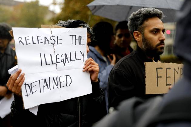 October 17, 2026, Berlin, Germany: BERLIN, GERMANY - OCTOBER 17, 2026: A small group of demonstrators hold placards at Oranienplatz in the Kreuzberg district to show solidarity with mass protests in India and to protest against the crackdown on them, as several people take the floor to discuss the situation. The demonstration followed a call by Neha Bora, president of the All India Studentsâ€⠢ Association (AISA), for people everywhere to back the protests, saying â€oeeverywhere is Jantar Mantarâ€Â, the site in Delhi where the main protests are taking place. The protests demand the resignation of Chief Election Commissioner Gyanesh Kumar over a revision of electoral rolls that opponents say led to the mass deletion of voters, whi - ZUMAq101 20261017_zna_q101_066 Copyright: xAlessiaxCoccax