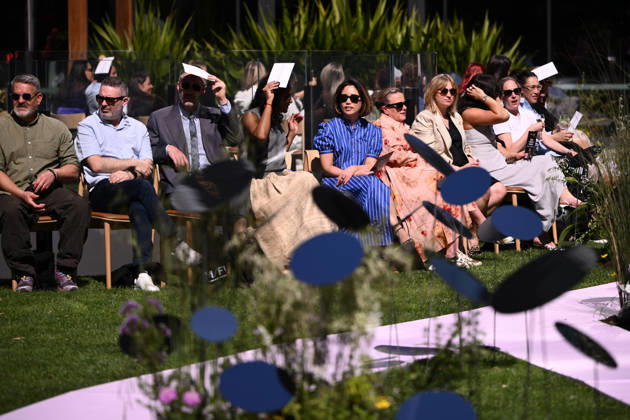 MELBOURNE FASHION WEEK PREVIEW, Gueast seated ahead of a 2026 Melbourne Fashion Week Runway Preview, at Sky Park, Melbourne, Monday, October 19, 2026. The preview features a selection of the upcoming collections that will appear on M FW runways including designers OUT OF HAND x Lisa Waup, Ebony Noire, Van Ermel Scherer, Perple, Gotham, Wilson Jedd Adams, Asiyam, Atoir, NGALI, Kuwaii, HoMie, Collective Closets x Mariam Farah, TOJHÃÄ, Amy Cottrell, BAAQIY and Sean Rentero. ( NO ARCHIVING MELBOURNE VICTORIA Australia Copyright: xJOELxCARRETTx 20261019171866709952