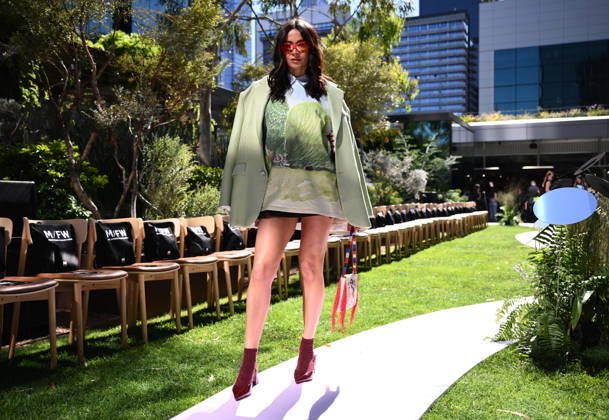 MELBOURNE FASHION WEEK PREVIEW, Guest Maku Fenaroli poses for a photo ahead of a 2026 Melbourne Fashion Week Runway Preview, at Sky Park, Melbourne, Monday, October 19, 2026. The preview features a selection of the upcoming collections that will appear on M FW runways including designers OUT OF HAND x Lisa Waup, Ebony Noire, Van Ermel Scherer, Perple, Gotham, Wilson Jedd Adams, Asiyam, Atoir, NGALI, Kuwaii, HoMie, Collective Closets x Mariam Farah, TOJHÃÄ, Amy Cottrell, BAAQIY and Sean Rentero. ( NO ARCHIVING MELBOURNE VICTORIA Australia Copyright: xJOELxCARRETTx 20261019127488922018