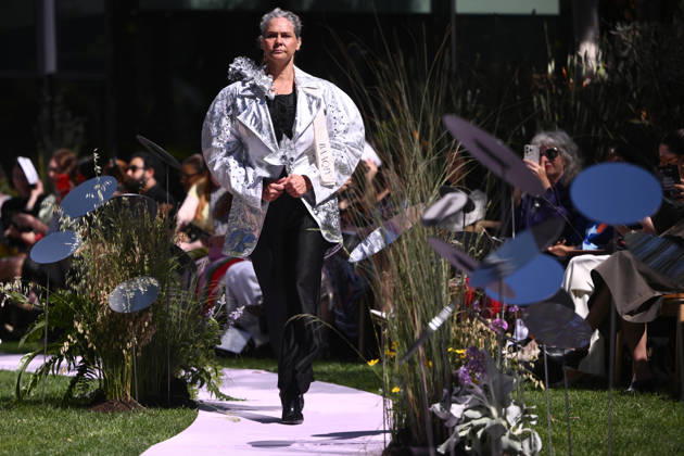 MELBOURNE FASHION WEEK PREVIEW, A model walks the runway during a 2026 Melbourne Fashion Week Runway Preview, at Sky Park, Melbourne, Monday, October 19, 2026. The preview features a selection of the upcoming collections that will appear on M FW runways including designers OUT OF HAND x Lisa Waup, Ebony Noire, Van Ermel Scherer, Perple, Gotham, Wilson Jedd Adams, Asiyam, Atoir, NGALI, Kuwaii, HoMie, Collective Closets x Mariam Farah, TOJHÃÄ, Amy Cottrell, BAAQIY and Sean Rentero. ( NO ARCHIVING MELBOURNE VICTORIA Australia Copyright: xJOELxCARRETTx 20261019171323185740