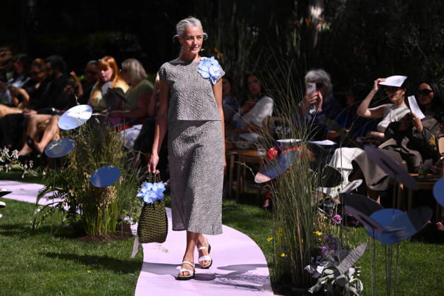 MELBOURNE FASHION WEEK PREVIEW, A model walks the runway during a 2026 Melbourne Fashion Week Runway Preview, at Sky Park, Melbourne, Monday, October 19, 2026. The preview features a selection of the upcoming collections that will appear on M FW runways including designers OUT OF HAND x Lisa Waup, Ebony Noire, Van Ermel Scherer, Perple, Gotham, Wilson Jedd Adams, Asiyam, Atoir, NGALI, Kuwaii, HoMie, Collective Closets x Mariam Farah, TOJHÃÄ, Amy Cottrell, BAAQIY and Sean Rentero. ( NO ARCHIVING MELBOURNE VICTORIA Australia Copyright: xJOELxCARRETTx 20261019187700539691