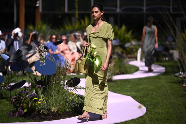 MELBOURNE FASHION WEEK PREVIEW, A model walks the runway during a 2026 Melbourne Fashion Week Runway Preview, at Sky Park, Melbourne, Monday, October 19, 2026. The preview features a selection of the upcoming collections that will appear on M FW runways including designers OUT OF HAND x Lisa Waup, Ebony Noire, Van Ermel Scherer, Perple, Gotham, Wilson Jedd Adams, Asiyam, Atoir, NGALI, Kuwaii, HoMie, Collective Closets x Mariam Farah, TOJHÃÄ, Amy Cottrell, BAAQIY and Sean Rentero. ( NO ARCHIVING MELBOURNE VICTORIA Australia Copyright: xJOELxCARRETTx 20261019147106762487