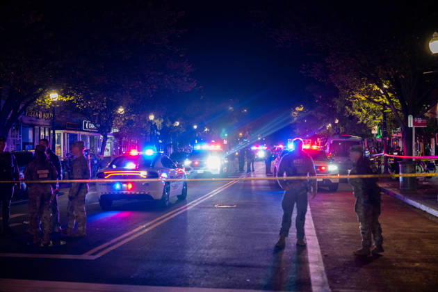 October 19, 2026, Washington, Dc, United States: A National Guard soldier was shot in the Eastern Market neighborhood of Washington, D.C. in the early hours of October 19, 2026. The guardsman tried to break up a fight but was shot by one of the participants, before the suspect was shot by other National Guard soldiers. Both the Guardsman and the suspect were taken to the hospital with non-life threatening injuries. Washington United States  - ZUMAl312 20261019_znp_l312_036 Copyright: xAndrewxLeydenx