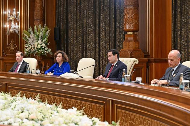 US Secretary of State Marco Rubio in Uzbekistan SAMARKAND, UZBEKISTAN - OCTOBER 19 : (----EDITORIAL USE ONLY - MANDATORY CREDIT - UZBEKISTAN PRESIDENCY HANDOUT - NO MARKETING NO ADVERTISING CAMPAIGNS - DISTRIBUTED AS A SERVICE TO CLIENTS----) Uzbek President Shavkat Mirziyoyev (not seen) meets with US Secretary of State Marco Rubio who arrived to attend the C5+1 Central Asia-US Foreign Ministers Meeting and the second meeting of the Uzbekistan-US Business and Investment Council in Samarkand, Uzbekistan on October 19, 2026. Uzbekistan Presidency Anadolu Samarkand Uzbekistan. Editorial use only. Please get in touch for any other usage.  Copyright: x2026xAnadoluxUzbekistanxPresidencyx