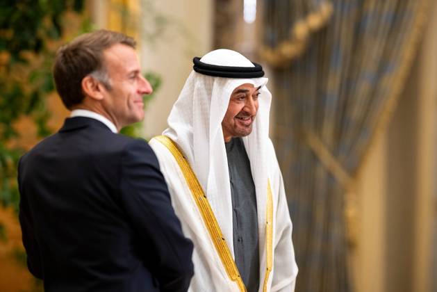 French President Emmanuel Macron in UAE ABU DHABI, UAE - OCTOBER 19: (----EDITORIAL USE ONLY – MANDATORY CREDIT - GOVERNMENT OF ABU DHABI MEDIA OFFICE HANDOUT - NO MARKETING NO ADVERTISING CAMPAIGNS - DISTRIBUTED AS A SERVICE TO CLIENTS----) French President Emmanuel Macron (L) meets with UAE President Sheikh Mohamed bin Zayed Al Nahyan (R) at Qasr Al Watan in Abu Dhabi, United Arab Emirates, on October 19, 2026. The meeting took place during the second leg of Macron s four-nation tour of the Gulf region. Abu Dhabi Government Media Office Anadolu Abu Dhabi United Arab Emirates. Editorial use only. Please get in touch for any other usage.  Copyright: x2026xAnadoluxAbuxDhabixGovernmentxMediaxOfficex