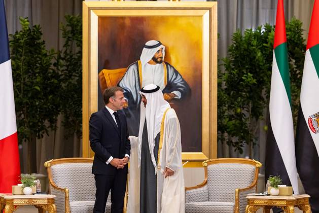 French President Emmanuel Macron in UAE ABU DHABI, UAE - OCTOBER 19: (----EDITORIAL USE ONLY – MANDATORY CREDIT - GOVERNMENT OF ABU DHABI MEDIA OFFICE HANDOUT - NO MARKETING NO ADVERTISING CAMPAIGNS - DISTRIBUTED AS A SERVICE TO CLIENTS----) French President Emmanuel Macron (L) meets with UAE President Sheikh Mohamed bin Zayed Al Nahyan (R) at Qasr Al Watan in Abu Dhabi, United Arab Emirates, on October 19, 2026. The meeting took place during the second leg of Macron s four-nation tour of the Gulf region. Abu Dhabi Government Media Office Anadolu Abu Dhabi United Arab Emirates. Editorial use only. Please get in touch for any other usage.  Copyright: x2026xAnadoluxAbuxDhabixGovernmentxMediaxOfficex