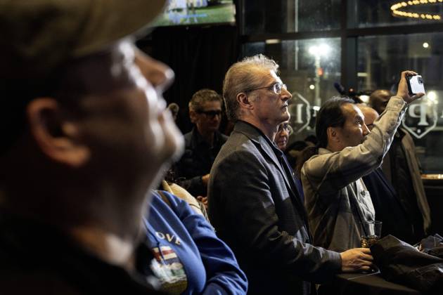 October 19, 2026, Edmonton, Alberta, Canada: Alberta Prosperity Project Mitch Sylvestre the leader and CEO of the Alberta Prosperity Project addresses supporters as they await referendum results in Edmonton, Monday, Oct. 19, 2026. Edmonton Canada  - ZUMAc35_ 20261019_zaf_c35_150 Copyright: xJohnxUlanx