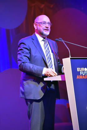 Martin Schulz bei der Verleihung des European Future Award 2026 im Tipi am Kanzleramt. Berlin, 19.10.2026