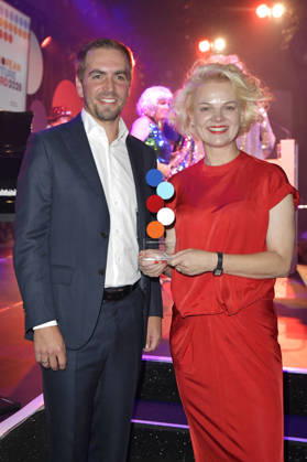 Philipp Lahm und Anna Zeiter bei der Verleihung des European Future Award 2026 im Tipi am Kanzleramt. Berlin, 19.10.2026