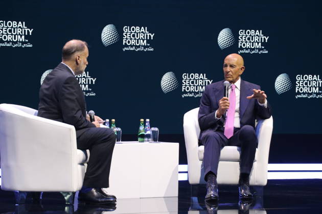 US Ambassador to Turkiye and Special Envoy for Syria Tom Barrack DOHA, QATAR - OCTOBER 20: US Ambassador to Ankara and Special Envoy for Syria and Iraq Tom Barrack delivers a speech during the 8th Global Security Forum, held under the theme The Future of Alliances, in Doha, Qatar, on October 20, 2026. Ali Altunkaya Anadolu Doha Qatar. Editorial use only. Please get in touch for any other usage. Copyright: x2026xAnadoluxAlixAltunkayax