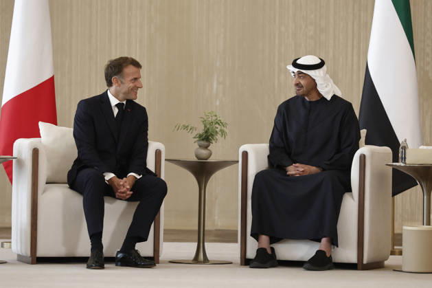 President Macron Visits United Arab Emirates Sheikh Mohamed bin Zayed Al Nahyan, President of the United Arab Emirates (UAE) and French President Emmanuel Macron attend a signing ceremony for bilateral defence agreements at Zayed International Airport in Abu Dhabi, United Arab Emirates, October 20, 2026. Photo by Benoit Tessier Pool ABACAPRESS.COM Abu Dhabi United Arab Emirates  Copyright: xTessierxBenoit Pool ABACAx