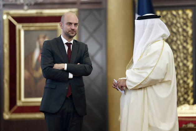President Macron Visits Bahrain French Minister for Europe and Foreign Affairs Jean-Noel Barrot is seen at Al-Sakhir Palace near Zallaq during French President Emmanuel Macron s visit to Bahrain, October 20, 2026. Photo by Benoit Tessier Pool ABACAPRESS.COM Zallaq Bahrain  Copyright: xTessierxBenoit Pool ABACAx
