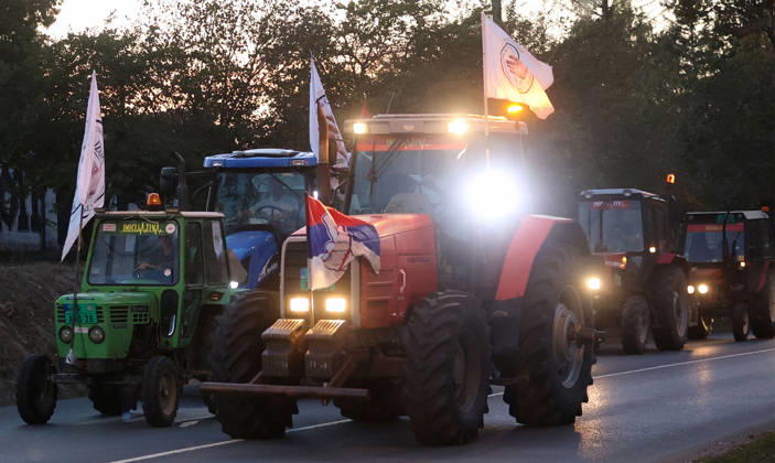 20.10.2026 Indjija(Serbia) Politics Life Pre election campaign, student list nr.3 students winning. During their walk from Novi Sad to Belgrade.Farmers with tractors
