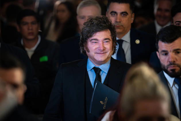 October 21, 2026, Madrid, Madrid, SPAIN: The President of Argentina, JAVIER MILEI, attends the Forum Europa in Madrid, during his political tour of Europe, where he once again publicly attacked Spanish Prime Minister Pedro Sanchez and left-wing policies. Madrid SPAIN - ZUMAc270 20261021_zip_c270_014 Copyright: xDavidxCruzxSanzx