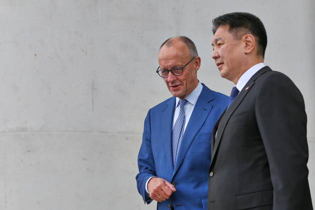 Berlin, Deutschland, 21.10.2026: Bundeskanzleramt: Empfang des Präsidenten der Mongolei: Bundeskanzler Friedrich Merz (CDU) und Ukhnaa Khurelsukh Copyright: xdtsxNachrichtenagenturx dts_140177