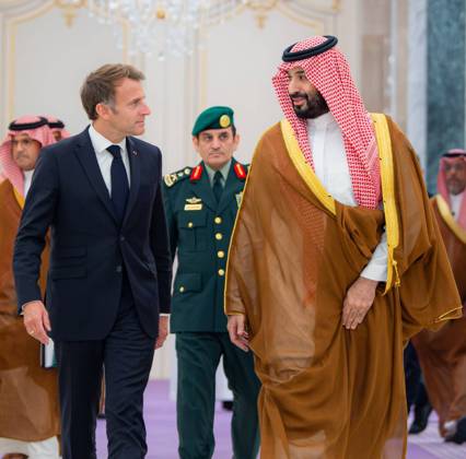 Emmanuel Macron - Mohammed bin Salman meeting in Riyadh RIYADH, SAUDI ARABIA - OCTOBER 21: (----EDITORIAL USE ONLY - MANDATORY CREDIT - BANDAR AL-JALOUD SAUDI ROYAL COURT HANDOUT - NO MARKETING NO ADVERTISING CAMPAIGNS - DISTRIBUTED AS A SERVICE TO CLIENTS----) French President Emmanuel Macron meets Saudi Crown Prince and Prime Minister Mohammed bin Salman Al Saud in Riyadh, Saudi Arabia, on October 21, 2026. Bandar Al-Jaloud Saudi Royal Court Anadolu Riyadh Saudi Arabia. Editorial use only. Please get in touch for any other usage.  Copyright: x2026xAnadoluxBandarxAl-Jaloud SaudixRoyalxCourtx