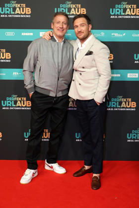 Wotan Wilke Moehring and Frederick Lau the premiere of Der perfekte Urlaub at Cinedom on October 21, 2026 in Cologne, Germany The premiere of Der perfekte Urlaub in Cologne, Germany