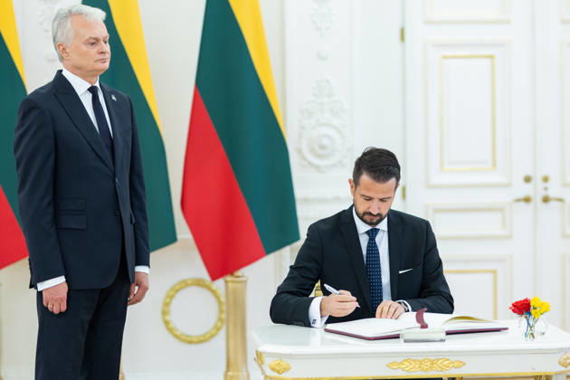 Lietuvos Respublikos Prezidentas Gitanas Nauseda prieme i Lietuva atvykusi Juodkalnijos Prezidenta Jakova Milatoviciu. Vilnius, 2026-10-22