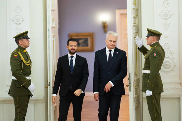 Lietuvos Respublikos Prezidentas Gitanas Nauseda prieme i Lietuva atvykusi Juodkalnijos Prezidenta Jakova Milatoviciu. Vilnius, 2026-10-22