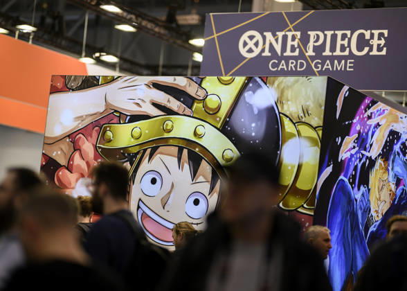 Ruffy (Luffy) von One Piece, Besucher und Besucherinnen in den Messenhallen, Halle 5. Sammelkartenspiele, am 22.10.2026 Messe SPIEL Essen vom 22.10 - 25.10.2026 in E s s e n Deutschland. Grugahalle