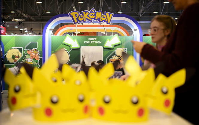 Stand von Pokemon Company, Pokemon Masken, Sammelkartenspiele, am 22.10.2026 Messe SPIEL Essen vom 22.10 - 25.10.2026 in E s s e n Deutschland. Grugahalle
