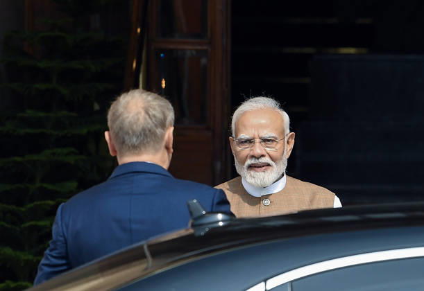 India-Poland Bilateral Meeting at Hyderabad House New Delhi, Oct 22 (ANI): Prime Minister Narendra Modi receives his Polish counterpart, Donald Tusk, at Hyderabad House, in New Delhi on Thursday. NEW DELHI Delhi India Copyright: xANIx ANI_20261022022
