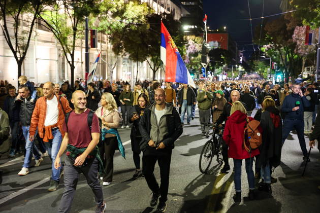 SERBIA, BELGRADE - OCTOBER 22, 2026: People take part in a protest staged by the Student List (electoral list formed by the Students in Blockade student movement) ahead of the 2026 Serbian parliamentary election scheduled for October 25 Belgrade Serbia  - ZUMAt113 20261022_zaa_t113_751 Copyright: xAlexanderxRyuminx