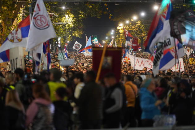 October 22, 2026, Belgrade, Central Serbia, Serbia: 20261022, Belgrade, Serbia - Supporters and members of the student protest movement ( Student List - Students Are Winning ) gather at Slavija Square for a massive final pre-election rally ahead of the upcoming parliamentary elections. Walkers and student columns from multiple cities across Serbia converged on the capital after days of marching, rallying under the slogan Victory Calls to mobilize voters before the electoral silence begins. Belgrade Serbia - ZUMAd223 20261022_zip_d223_025 Copyright: xMarkoxDimicx
