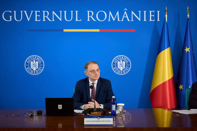 Romanian Government, Cabinet Meeting Bucharest, Romania. 23rd Oct, 2026: Luca Niculescu, Prime Minister of Romania, leads the government meeting at Victoria Palace, the Romanian Government headquarters. Bucharest Romania Copyright: xLucianxAlecux