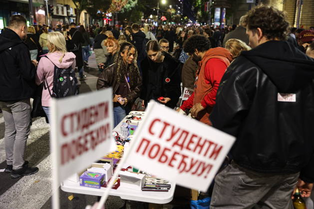 SERBIA, BELGRADE - OCTOBER 22, 2026: Activists attend a rally held by the Student List movement ahead of the 2026 Serbian parliamentary election scheduled for October 25. Alexander Ryumin TASS  99800625