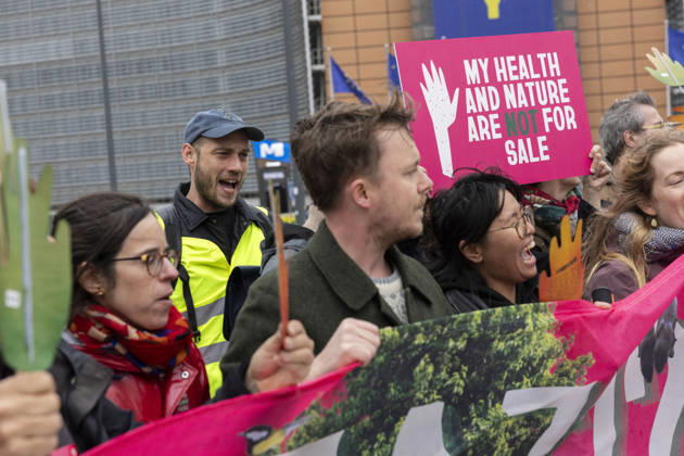 Hands off Nature Brussels, 23 10 2026 : Manifestation , Hands off Nature in the presence of Commissioner Jessika Roswall. Credit : Content Curation . Brussels Belgium  Copyright: xContentxCurationx ContentxCurationx