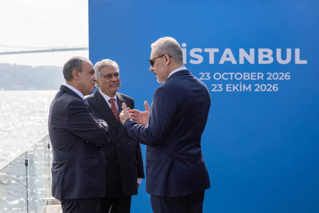 R4 Foreign Ministers Meeting in Istanbul ISTANBUL, TURKIYE - OCTOBER 23: Turkish Foreign Minister Hakan Fidan (R) meets with Pakistani Foreign Minister Muhammad Ishaq Dar (C), Egyptian Foreign Minister Badr Abdelatty (L), and Saudi Arabian Foreign Minister Faisal bin Farhan Al Saud (not seen) on the sidelines of R4 Foreign Ministers Meeting, bringing together Turkiye, Egypt, Pakistan and Saudi Arabia, hosted by Fidan in Istanbul, Turkiye, on October 23, 2026. Mustafa Hatipoglu Anadolu Istanbul Turkey. Editorial use only. Please get in touch for any other usage. Copyright: x2026xAnadoluxMustafaxHatipoglux
