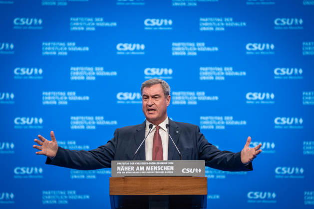 Markus Söder, CSU-Parteivorsitzender und Ministerpräsident von Bayern, auf dem Parteitag;Parteitag der CSU in München, München Bayern Deutschland Messegelände München