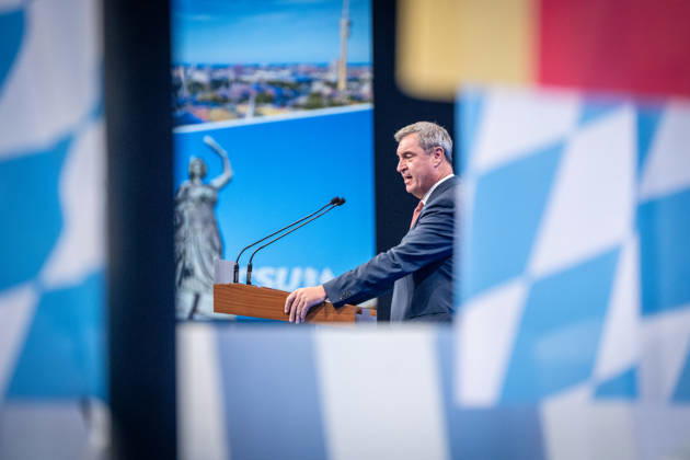 Markus Söder, CSU-Parteivorsitzender und Ministerpräsident von Bayern, auf dem Parteitag;Parteitag der CSU in München, München Bayern Deutschland Messegelände München