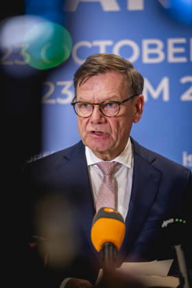 Johann Wadephul, Bundesaussenminister, spricht zu den Medien am Rande des Aussenministertreffens in Istanbul, 23.10.2026. Fotografiert im Auftrag des Auswaertigen Amtes Istanbul Tuerkei Copyright: xJulianexSonntagx