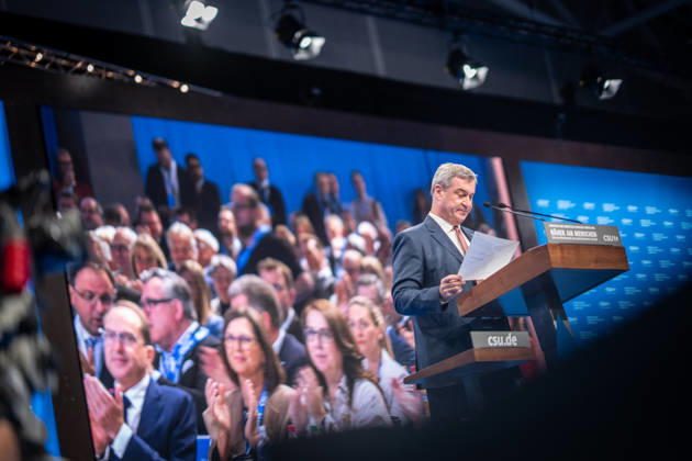 Markus Söder, CSU-Parteivorsitzender und Ministerpräsident von Bayern, auf dem Parteitag;Parteitag der CSU in München, München Bayern Deutschland Messegelände München