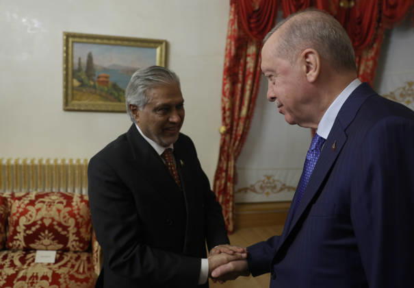 Turkish President Recep Tayyip Erdogan in Istanbul ISTANBUL, TURKIYE - OCTOBER 23: (----EDITORIAL USE ONLY - MANDATORY CREDIT - TURKISH PRESIDENCY MURAT KULA HANDOUT - NO MARKETING NO ADVERTISING CAMPAIGNS - DISTRIBUTED AS A SERVICE TO CLIENTS----) Turkish President Recep Tayyip Erdogan (R) receives Pakistani Prime Minister Shehbaz Sharif (L) as part of the R4+E3 (Turkiye, Egypt, Pakistan and Saudi Arabia, along with the United Kingdom, Germany and France) Foreign Ministers Meetings hosted by Italy in Istanbul, Turkiye, on October 23, 2026. Turkish Presidency Murat Kula Handout Anadolu Istanbul Turkey. Editorial use only. Please get in touch for any other usage.  Copyright: x2026xAnadoluxTurkishxPresidencyx xMuratxKulax xHandoutx