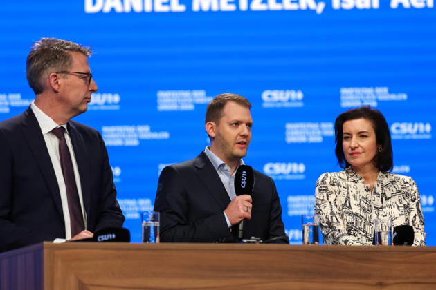 24.10.2026, CSU-Parteitag 2026 Daniel Metzler ( CEO Isar Aerospace ), mitte auf dem CSU-Parteitag 2026 in der Messe München Copyright: xNordphoto Schneiderx