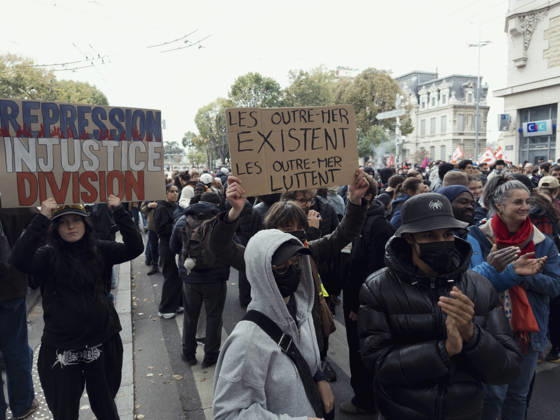 Lyon France Anti-Government Protest Protesters march with placards denouncing repression and calling for workers to be heard in Lyon, France, on October 24, 2026. The demonstration took place amid renewed protests over living costs, wages and public services, while authorities restricted gatherings in parts of central Lyon following unrest during demonstrations the previous weekend. Lyon Rhone Alpes France Copyright: xAbolfazlxSalmanzadehx