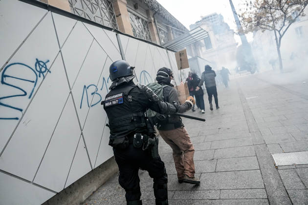 Police intervene in demonstrators amid ongoing protests in Nancy NANCY, FRANCE - OCTOBER 24: Police clash with protesters with water cannons and tear gas during a demonstration amid ongoing social and political tensions in Nancy, France, on October 24, 2026. Muhammed Said Tako Anadolu Nancy France. Editorial use only. Please get in touch for any other usage.  Copyright: x2026xAnadoluxMuhammedxSaidxTakox