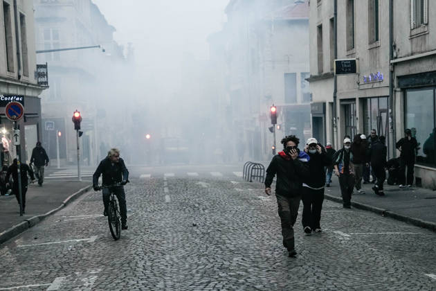 Police intervene in demonstrators amid ongoing protests in Nancy NANCY, FRANCE - OCTOBER 24: Police clash with protesters with water cannons and tear gas during a demonstration amid ongoing social and political tensions in Nancy, France, on October 24, 2026. Muhammed Said Tako Anadolu Nancy France. Editorial use only. Please get in touch for any other usage.  Copyright: x2026xAnadoluxMuhammedxSaidxTakox