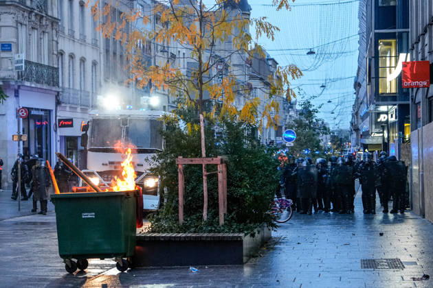 Police intervene in demonstrators amid ongoing protests in Nancy NANCY, FRANCE - OCTOBER 24: Police clash with protesters with water cannons and tear gas during a demonstration amid ongoing social and political tensions in Nancy, France, on October 24, 2026. Muhammed Said Tako Anadolu Nancy France. Editorial use only. Please get in touch for any other usage.  Copyright: x2026xAnadoluxMuhammedxSaidxTakox