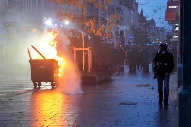 Police intervene in demonstrators amid ongoing protests in Nancy NANCY, FRANCE - OCTOBER 24: Police clash with protesters with water cannons and tear gas during a demonstration amid ongoing social and political tensions in Nancy, France, on October 24, 2026. Muhammed Said Tako Anadolu Nancy France. Editorial use only. Please get in touch for any other usage.  Copyright: x2026xAnadoluxMuhammedxSaidxTakox