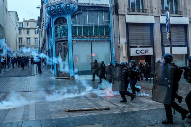 Police intervene in demonstrators amid ongoing protests in Nancy NANCY, FRANCE - OCTOBER 24: Police clash with protesters with water cannons and tear gas during a demonstration amid ongoing social and political tensions in Nancy, France, on October 24, 2026. Muhammed Said Tako Anadolu Nancy France. Editorial use only. Please get in touch for any other usage.  Copyright: x2026xAnadoluxMuhammedxSaidxTakox