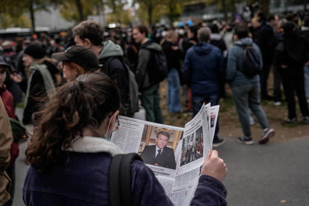 Police intervene in demonstrators amid ongoing protests in Nancy NANCY, FRANCE - OCTOBER 24: Protesters holding banners gather as police take security measures during a demonstration amid ongoing social and political tensions in Nancy, France, on October 24, 2026. Muhammed Said Tako Anadolu Nancy France. Editorial use only. Please get in touch for any other usage.  Copyright: x2026xAnadoluxMuhammedxSaidxTakox